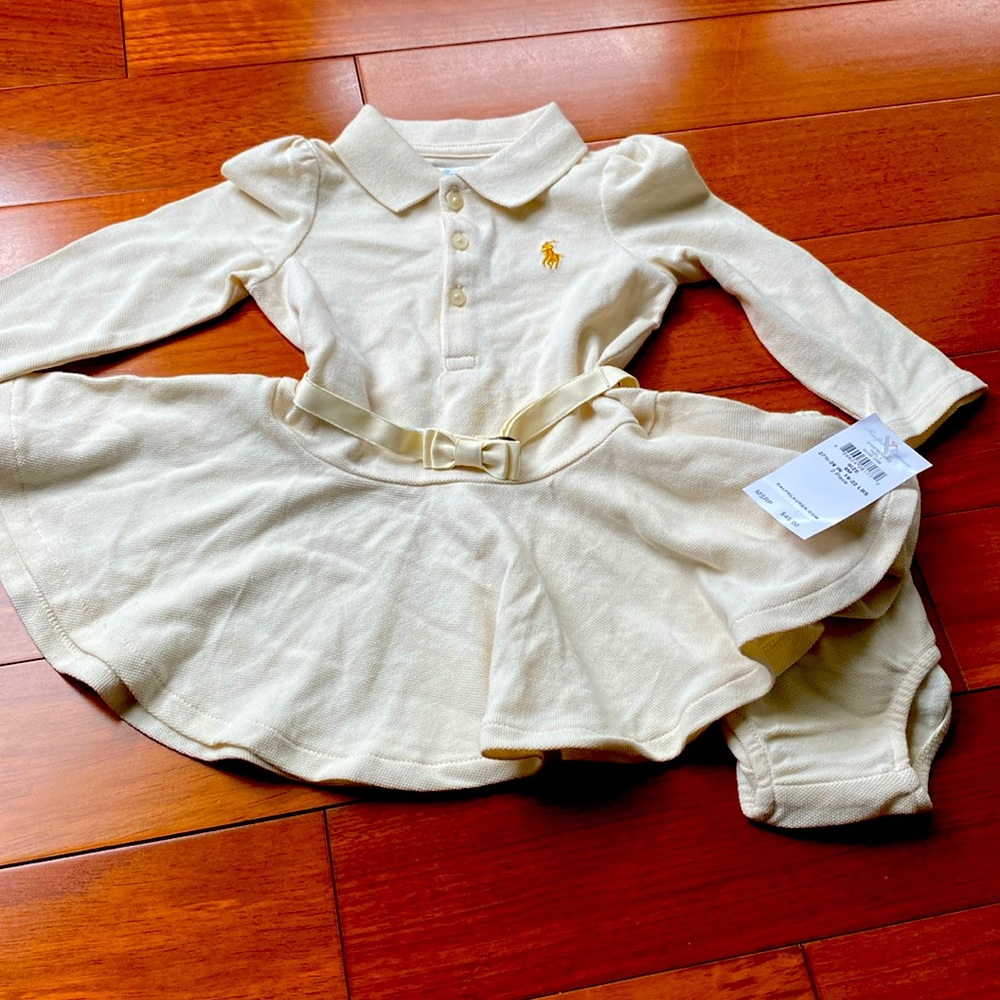 Ralph Lauren baby girl 9M 2piece set long sleeve dress